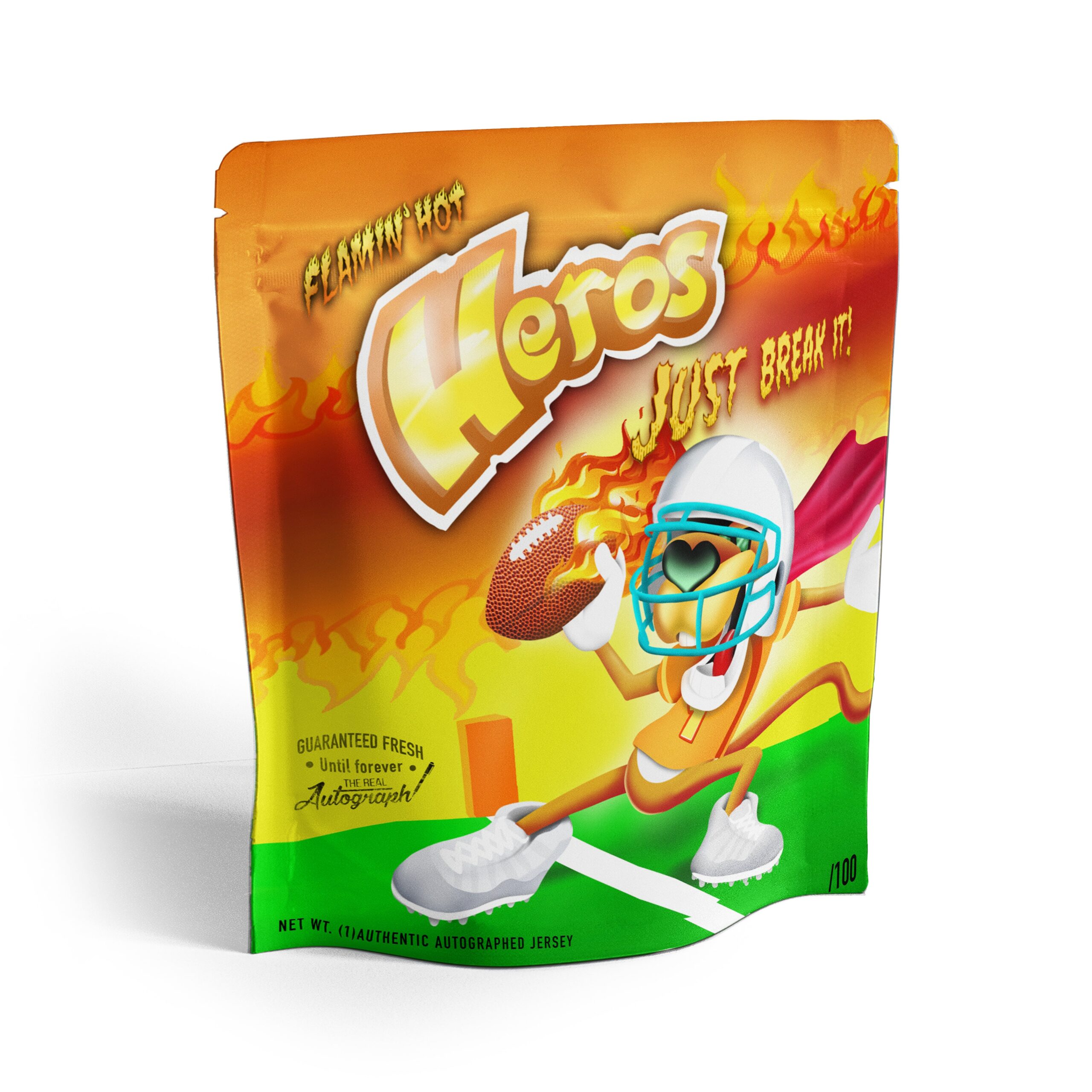 'FLAMING HOT HEROES' JUST BREAK IT MYSTERY BAG - 1 FOOTBALL JERSEY