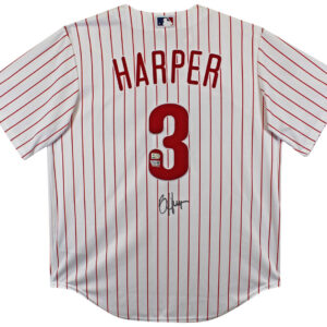 Phillies Bryce Harper Signed White Nike Pinstripe Jersey MLB & Fanatics