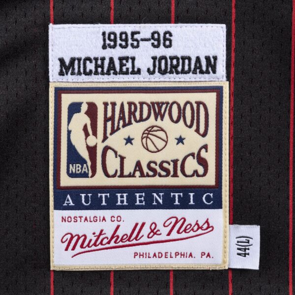 Michael Jordan Autographed 1996-97 Chicago Bulls Black With Red Pinstripes Authentic Mitchell & Ness Jersey - Image 5