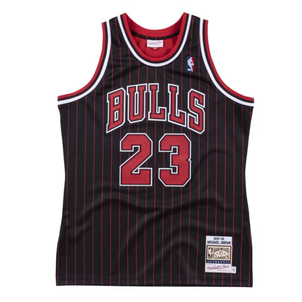 Michael Jordan Autographed 1996-97 Chicago Bulls Black With Red Pinstripes Authentic Mitchell & Ness Jersey - Image 2